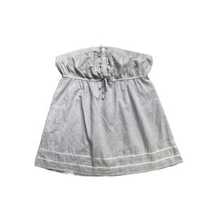 Maurices Babydoll Cotton Pinstripe Cinch Ruffle Tube Top XL‎ Y2K Retro Chic Glam